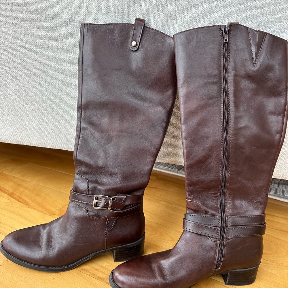 Anne Marie Dark Brown Heeled Boots - Picture 2 of 8
